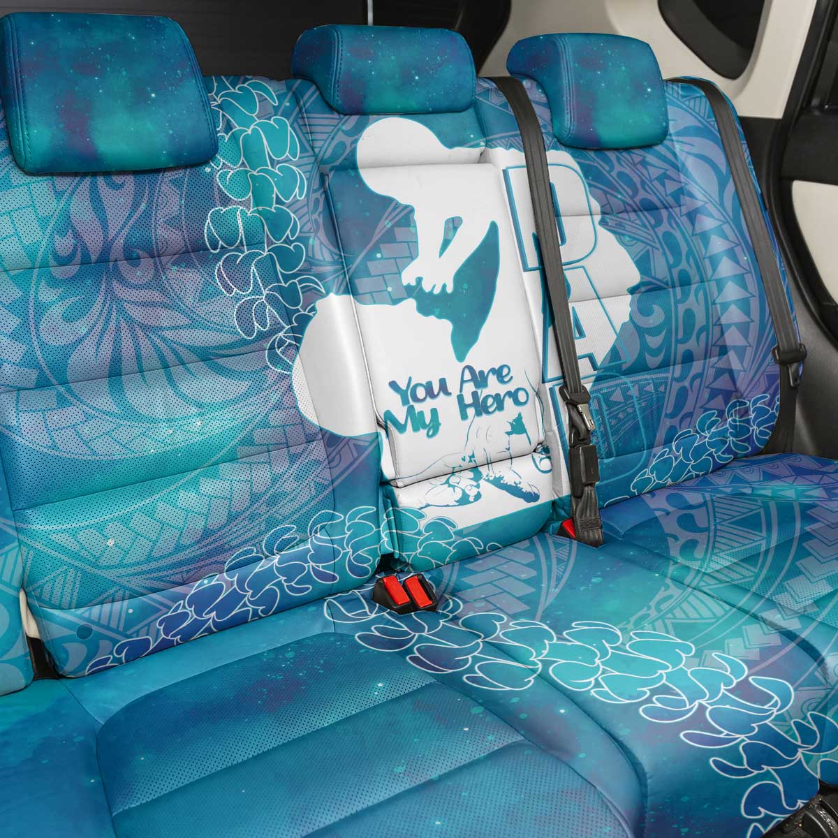 Turquoise Polynesia Father's Day Back Car Seat Cover Dad You Are My Hero