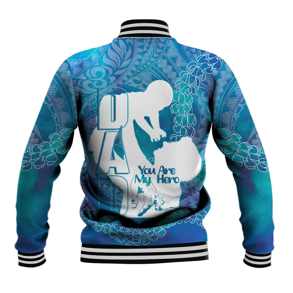 Turquoise Polynesia Father's Day Baseball Jacket Dad You Are My Hero LT14 - Polynesian Pride