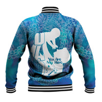 Turquoise Polynesia Father's Day Baseball Jacket Dad You Are My Hero LT14 - Polynesian Pride