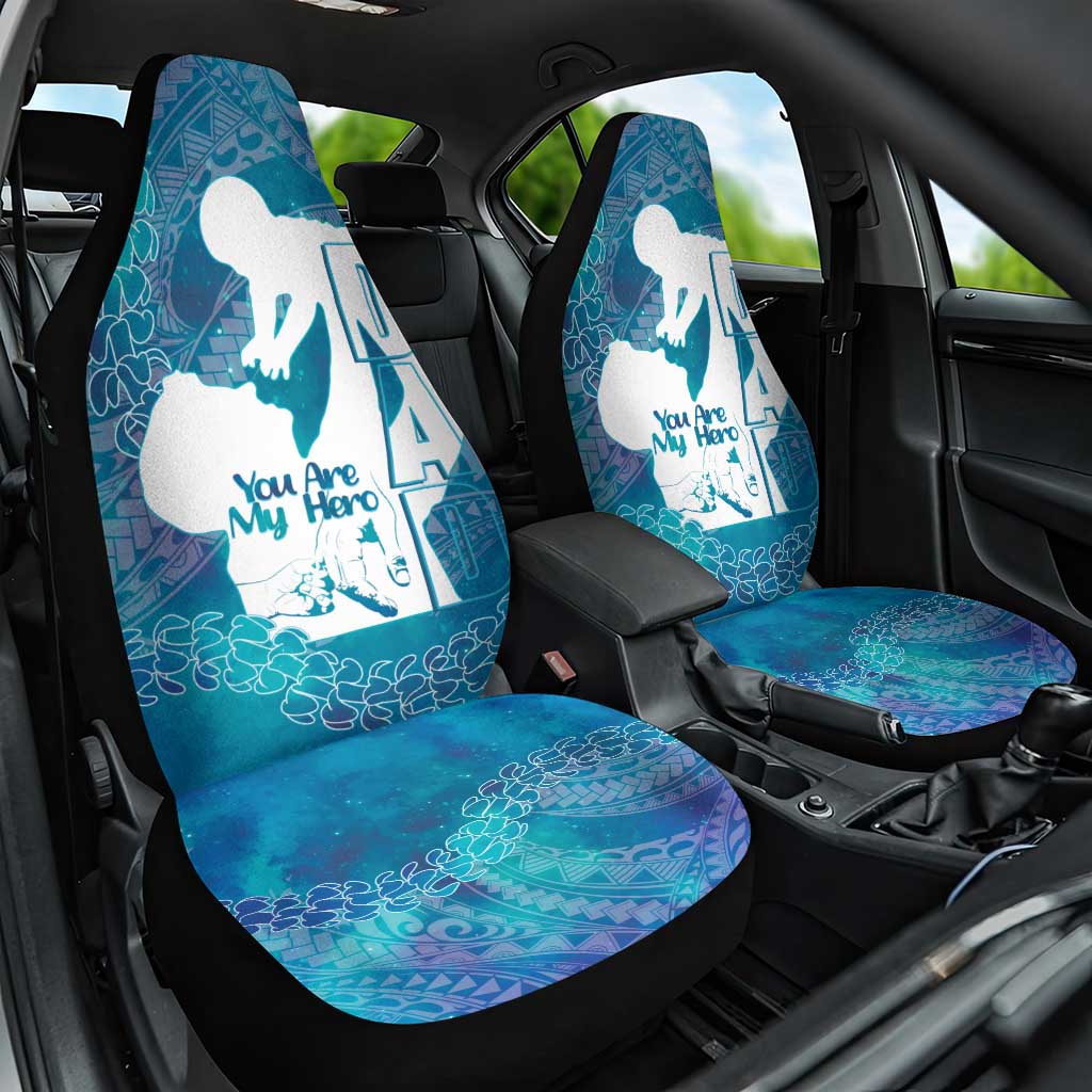 Turquoise Polynesia Father's Day Car Seat Cover Dad You Are My Hero