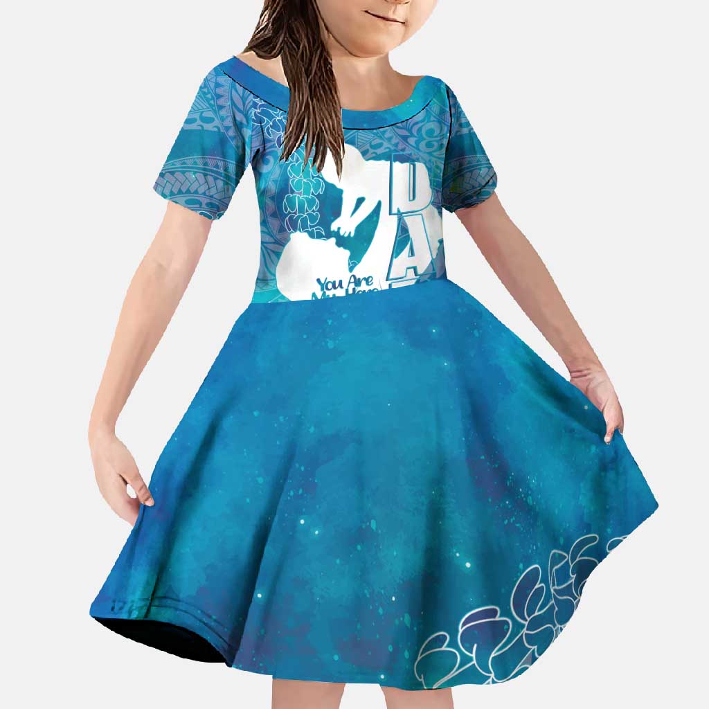 Turquoise Polynesia Father's Day Family Matching Long Sleeve Bodycon Dress and Hawaiian Shirt Dad You Are My Hero LT14 Daughter's Dress Turquoise - Polynesian Pride