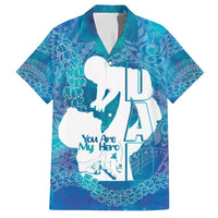 Turquoise Polynesia Father's Day Family Matching Short Sleeve Bodycon Dress and Hawaiian Shirt Dad You Are My Hero LT14 Dad's Shirt - Short Sleeve Turquoise - Polynesian Pride