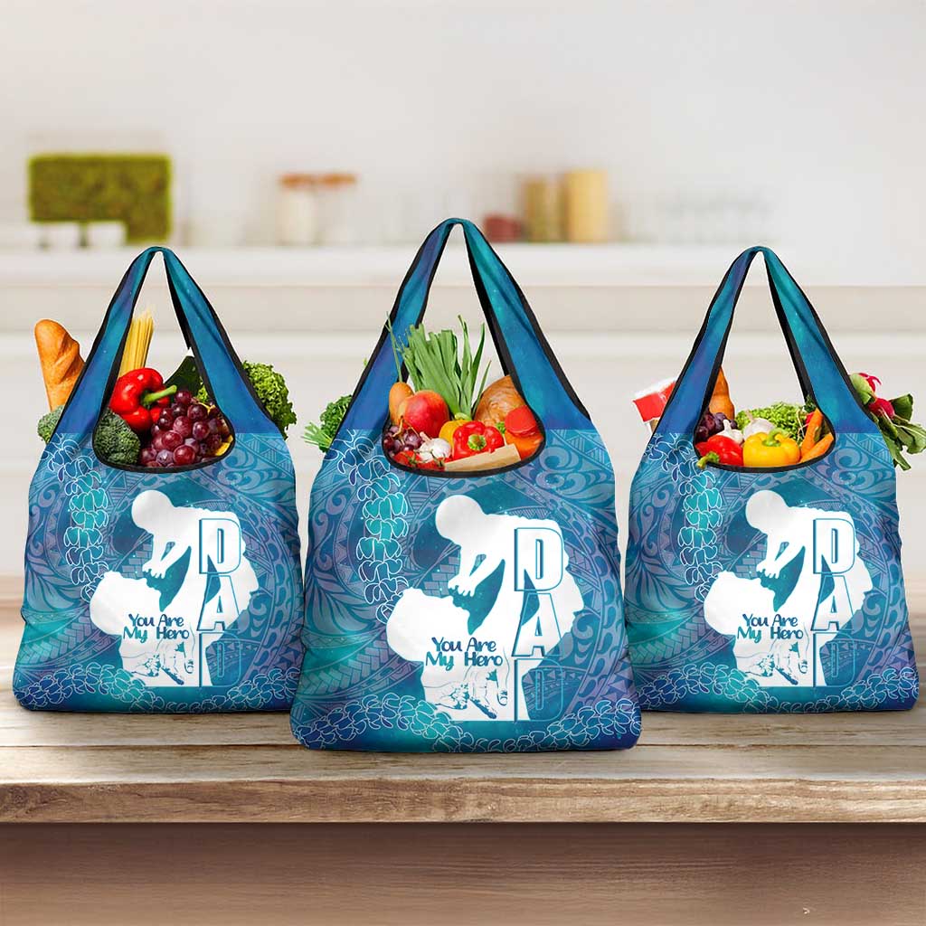 Turquoise Polynesia Father's Day Grocery Bag Dad You Are My Hero LT14 3-pack One Size Turquoise - Polynesian Pride