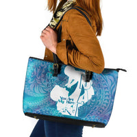 Turquoise Polynesia Father's Day Leather Tote Bag Dad You Are My Hero LT14 Turquoise - Polynesian Pride