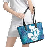 Turquoise Polynesia Father's Day Leather Tote Bag Dad You Are My Hero LT14 - Polynesian Pride