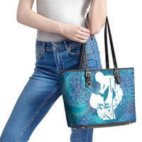 Turquoise Polynesia Father's Day Leather Tote Bag Dad You Are My Hero LT14 - Polynesian Pride
