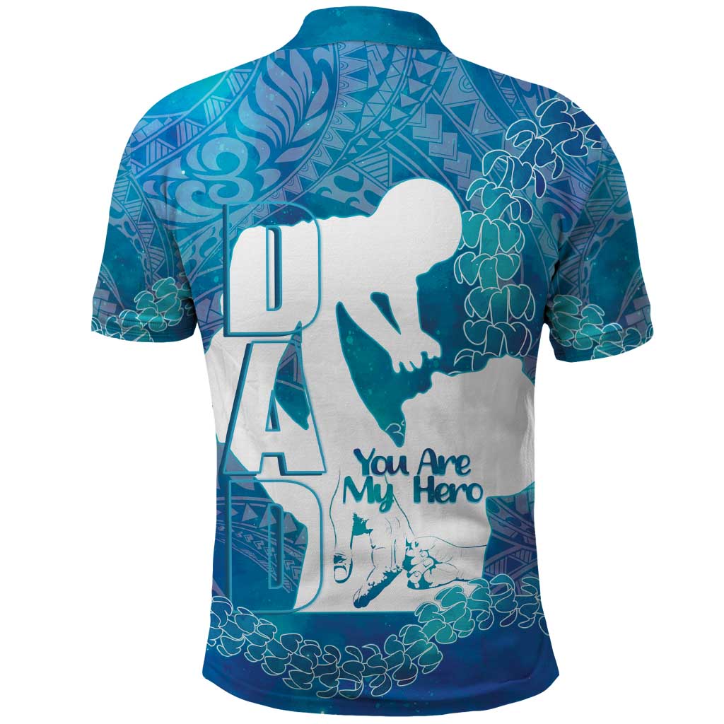Turquoise Polynesia Father's Day Polo Shirt Dad You Are My Hero