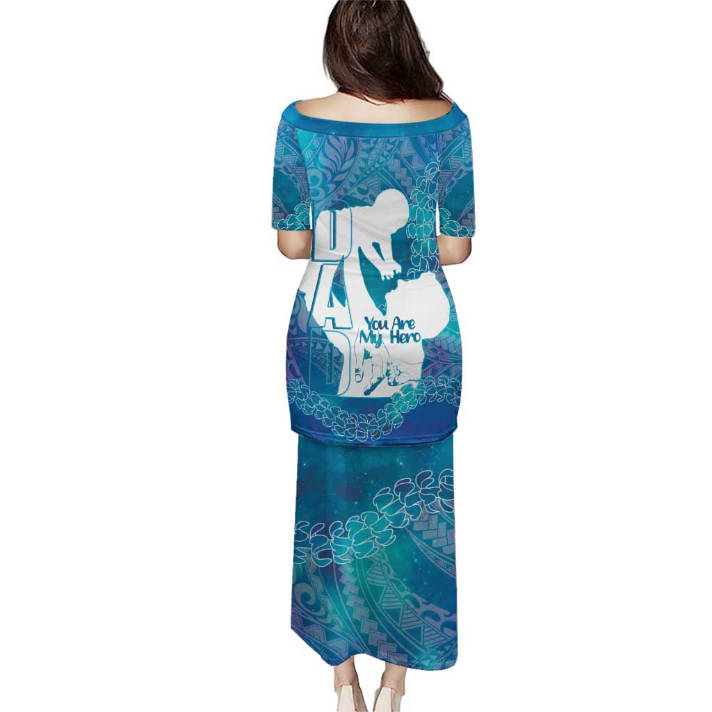 Turquoise Polynesia Father's Day Puletasi Dad You Are My Hero