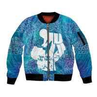 Turquoise Polynesia Father's Day Sleeve Zip Bomber Jacket Dad You Are My Hero LT14 Unisex Turquoise - Polynesian Pride