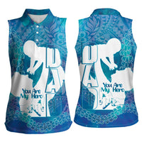 Turquoise Polynesia Father's Day Women Sleeveless Polo Shirt Dad You Are My Hero LT14 - Polynesian Pride