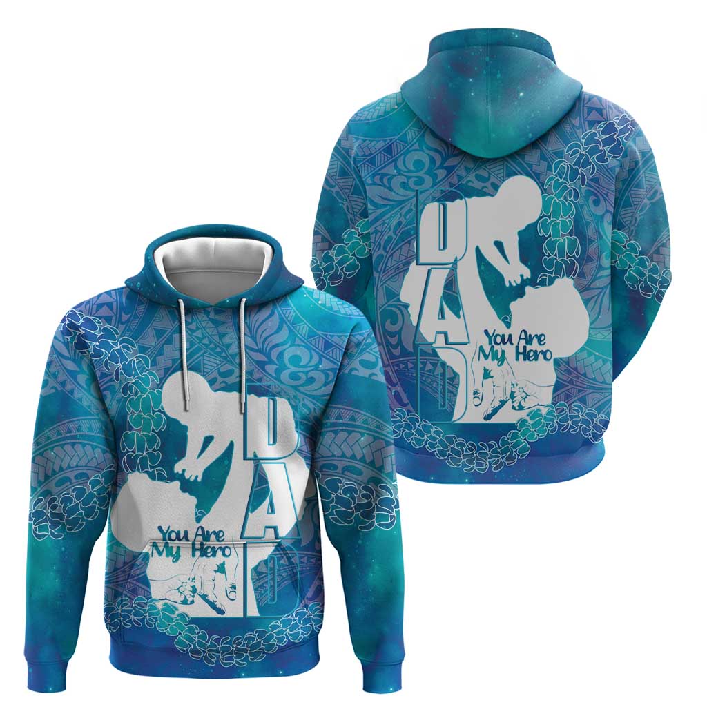 Turquoise Polynesia Father's Day Zip Hoodie Dad You Are My Hero