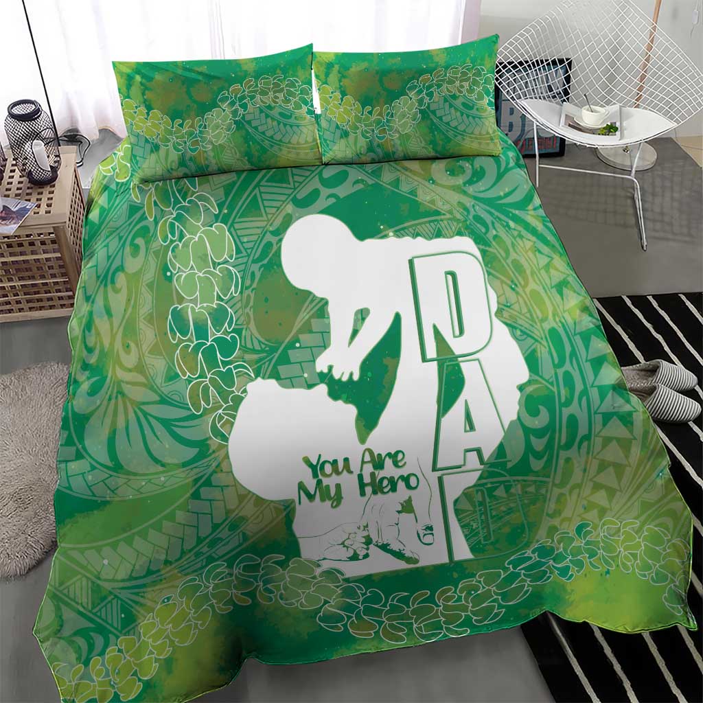 Green Polynesia Father's Day Bedding Set Dad You Are My Hero