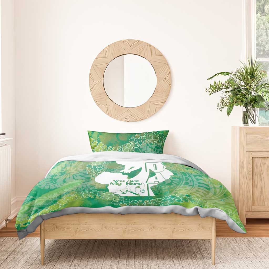 Green Polynesia Father's Day Bedding Set Dad You Are My Hero
