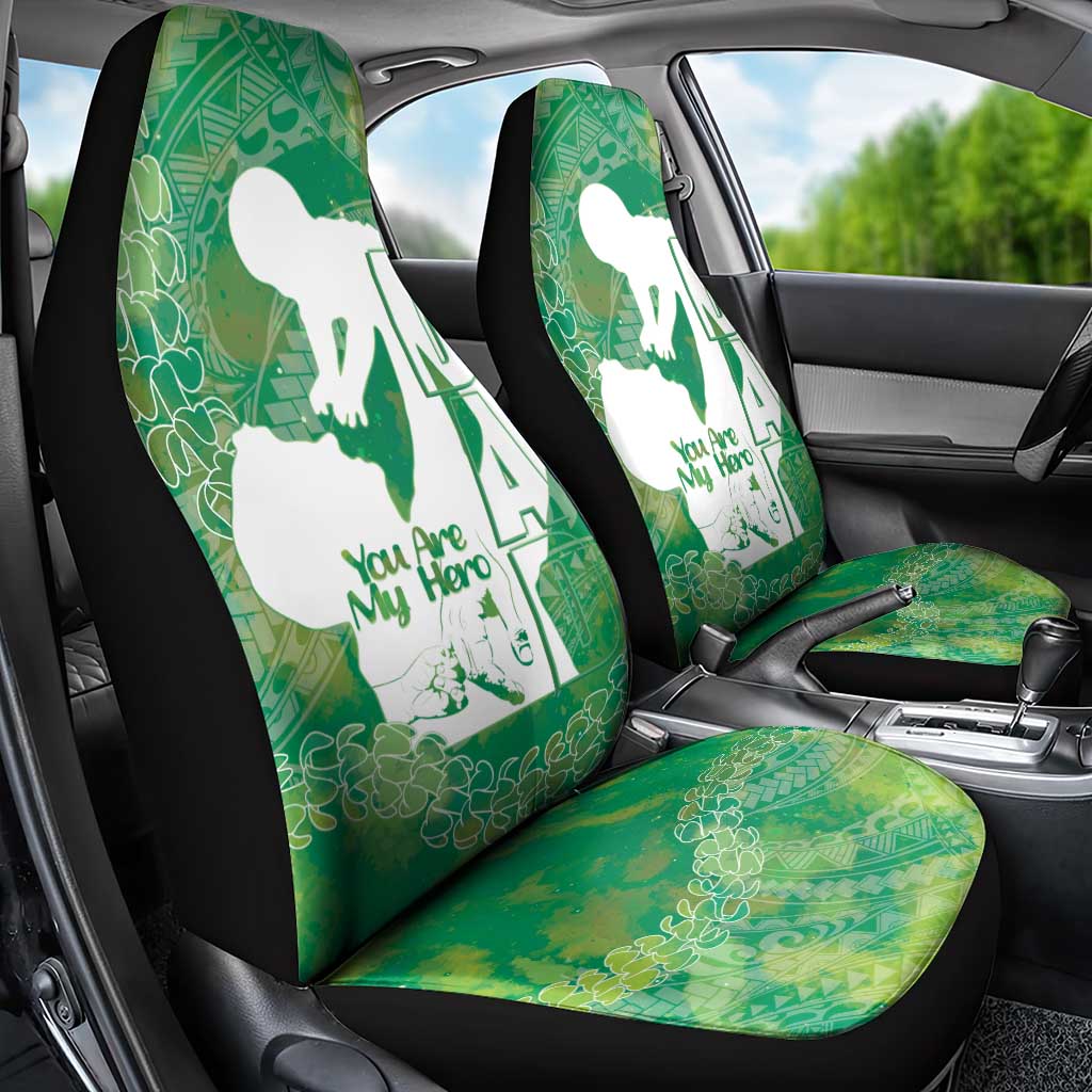 Green Polynesia Father's Day Car Seat Cover Dad You Are My Hero