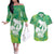 Green Polynesia Father's Day Couples Matching Off The Shoulder Long Sleeve Dress and Hawaiian Shirt Dad You Are My Hero