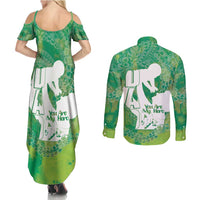 Green Polynesia Father's Day Couples Matching Summer Maxi Dress and Long Sleeve Button Shirt Dad You Are My Hero LT14 - Polynesian Pride