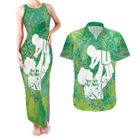 Green Polynesia Father's Day Couples Matching Tank Maxi Dress and Hawaiian Shirt Dad You Are My Hero LT14 Green - Polynesian Pride