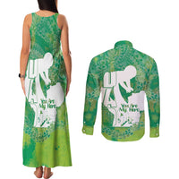 Green Polynesia Father's Day Couples Matching Tank Maxi Dress and Long Sleeve Button Shirt Dad You Are My Hero LT14 - Polynesian Pride