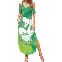 Green Polynesia Father's Day Family Matching Summer Maxi Dress and Hawaiian Shirt Dad You Are My Hero