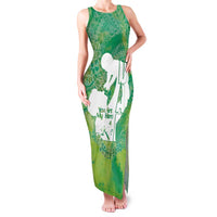 Green Polynesia Father's Day Family Matching Tank Maxi Dress and Hawaiian Shirt Dad You Are My Hero LT14 Mom's Dress Green - Polynesian Pride
