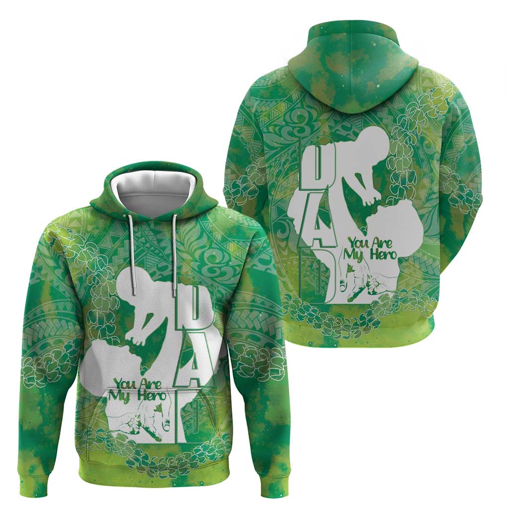 Green Polynesia Father's Day Hoodie Dad You Are My Hero