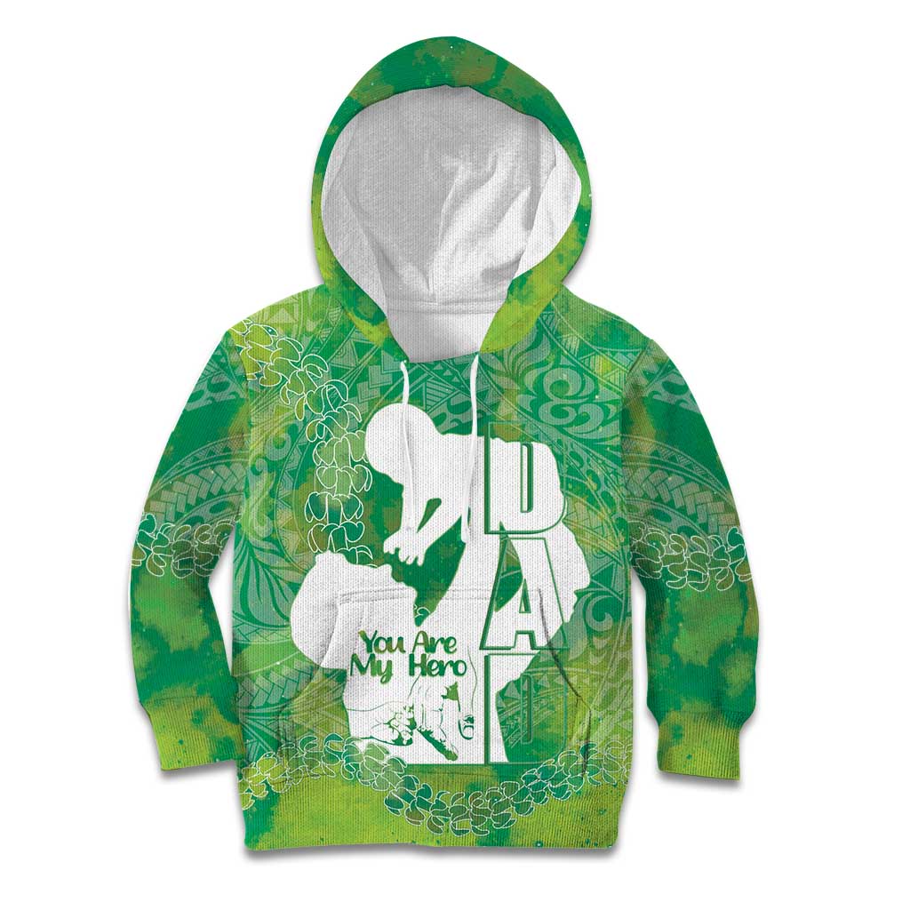 Green Polynesia Father's Day Kid Hoodie Dad You Are My Hero