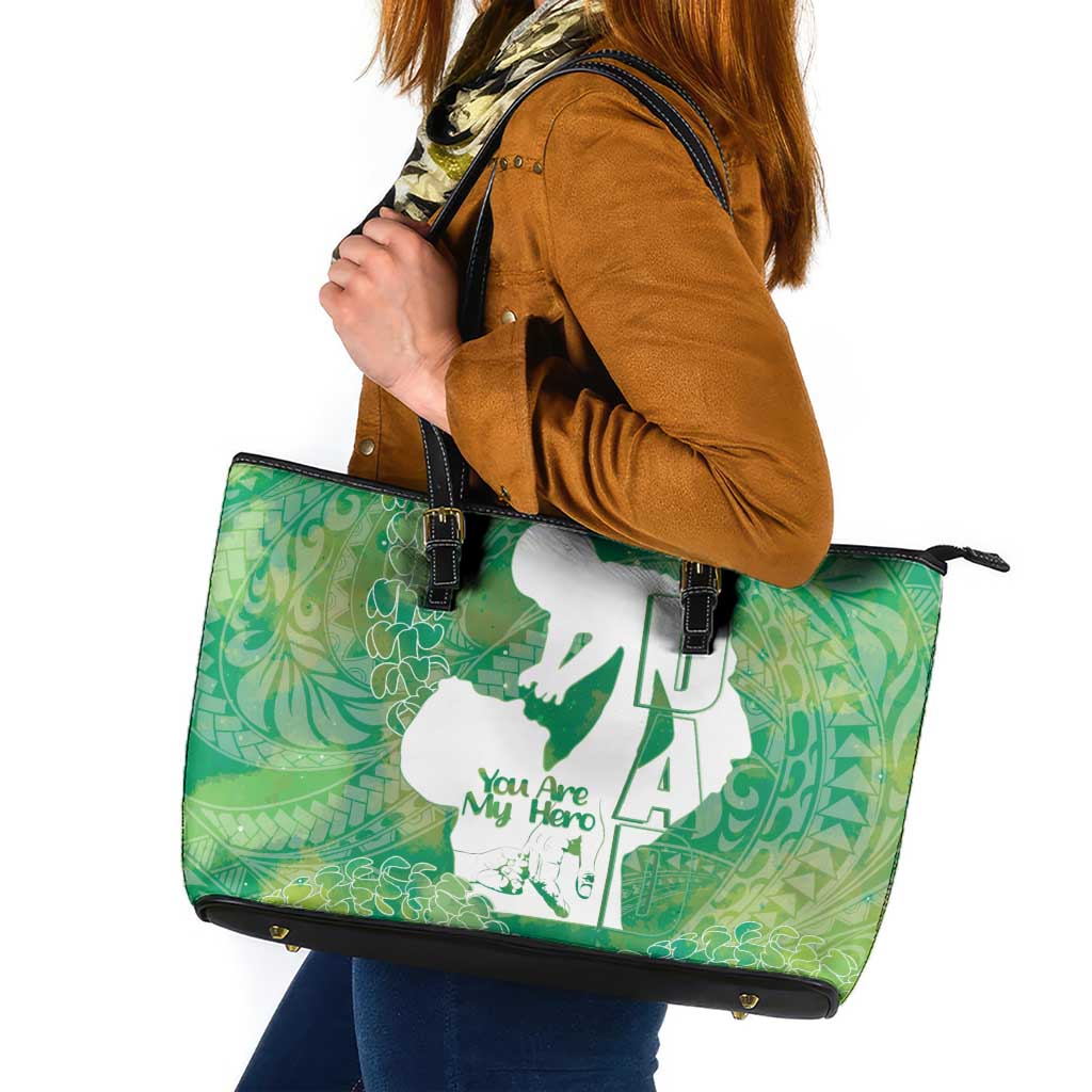 Green Polynesia Father's Day Leather Tote Bag Dad You Are My Hero LT14 Green - Polynesian Pride