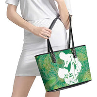 Green Polynesia Father's Day Leather Tote Bag Dad You Are My Hero LT14 - Polynesian Pride