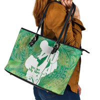 Green Polynesia Father's Day Leather Tote Bag Dad You Are My Hero LT14 - Polynesian Pride
