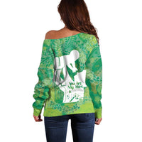 Green Polynesia Father's Day Off Shoulder Sweater Dad You Are My Hero
