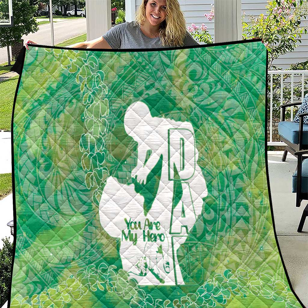 Green Polynesia Father's Day Quilt Dad You Are My Hero LT14 Green - Polynesian Pride