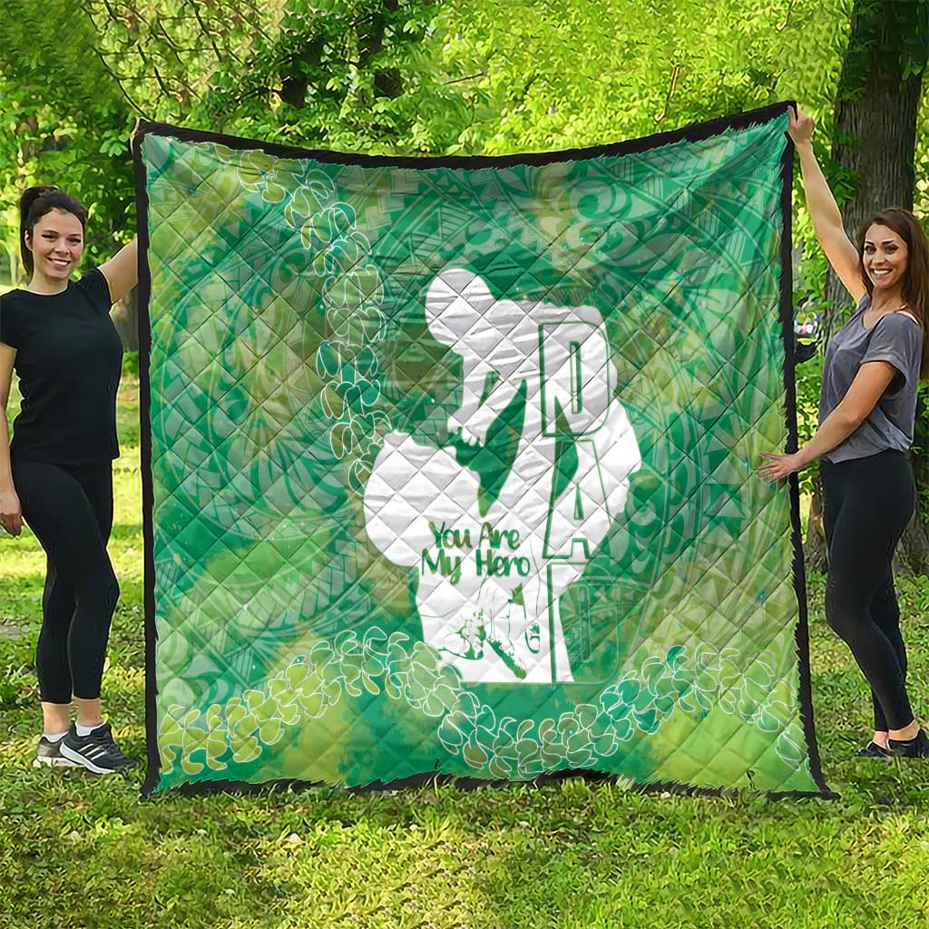 Green Polynesia Father's Day Quilt Dad You Are My Hero LT14 - Polynesian Pride