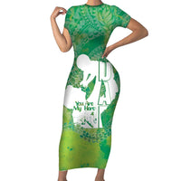 Green Polynesia Father's Day Short Sleeve Bodycon Dress Dad You Are My Hero