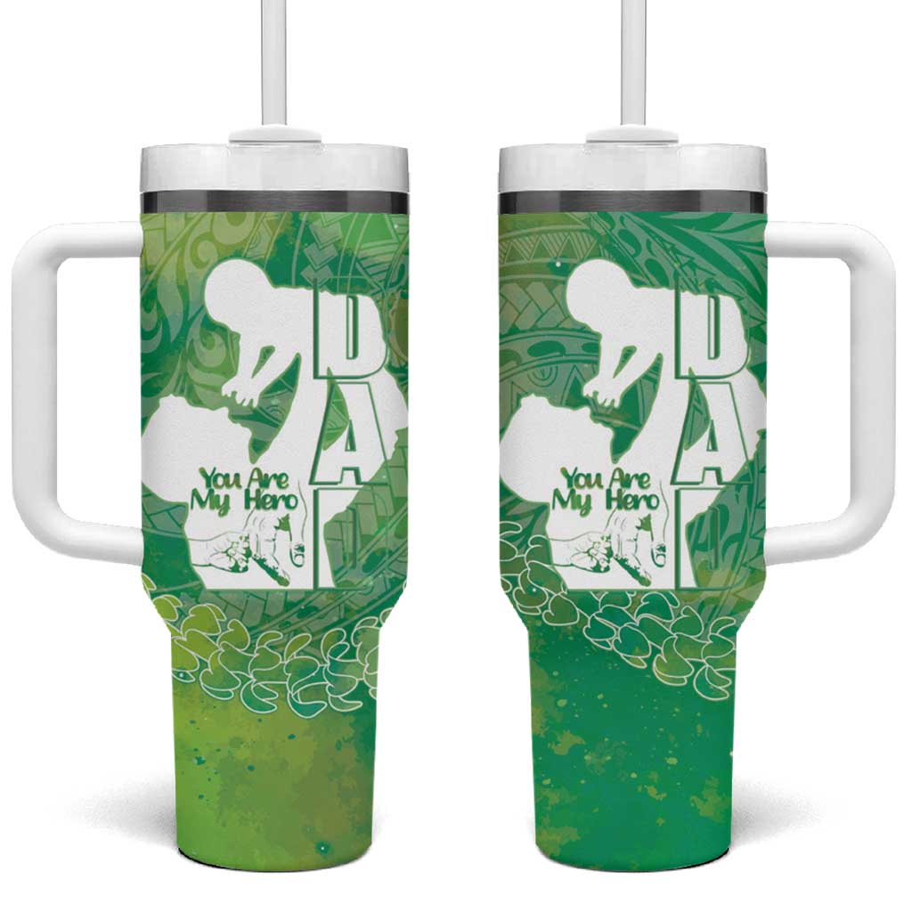 Green Polynesia Father's Day Tumbler With Handle Dad You Are My Hero LT14 One Size: 40 oz Green - Polynesian Pride