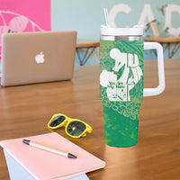 Green Polynesia Father's Day Tumbler With Handle Dad You Are My Hero LT14 - Polynesian Pride