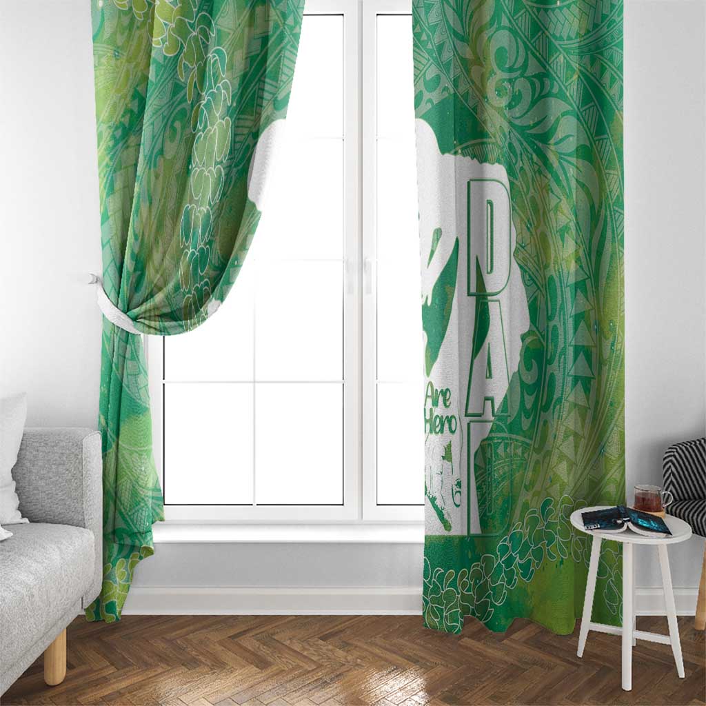 Green Polynesia Father's Day Window Curtain Dad You Are My Hero LT14 - Polynesian Pride