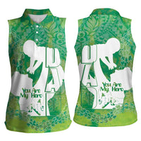 Green Polynesia Father's Day Women Sleeveless Polo Shirt Dad You Are My Hero LT14 - Polynesian Pride