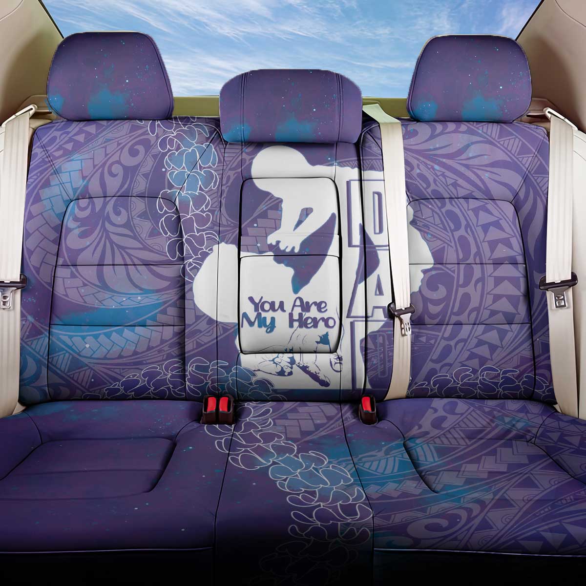 Purple Polynesia Father's Day Back Car Seat Cover Dad You Are My Hero