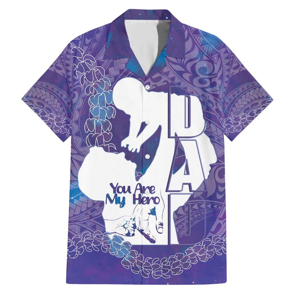Purple Polynesia Father's Day Family Matching Mermaid Dress and Hawaiian Shirt Dad You Are My Hero LT14 Dad's Shirt - Short Sleeve Purple - Polynesian Pride