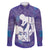 Purple Polynesia Father's Day Family Matching Off The Shoulder Long Sleeve Dress and Hawaiian Shirt Dad You Are My Hero