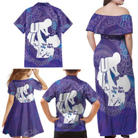 Purple Polynesia Father's Day Family Matching Off Shoulder Maxi Dress and Hawaiian Shirt Dad You Are My Hero