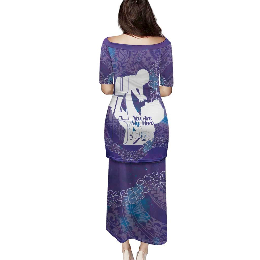 Purple Polynesia Father's Day Family Matching Puletasi and Hawaiian Shirt Dad You Are My Hero