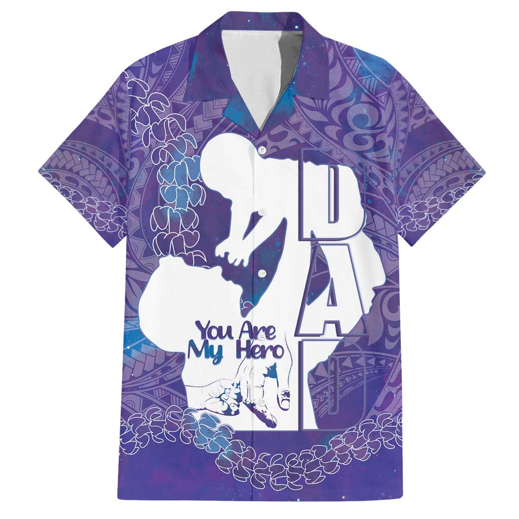 Purple Polynesia Father's Day Family Matching Tank Maxi Dress and Hawaiian Shirt Dad You Are My Hero LT14 Dad's Shirt - Short Sleeve Purple - Polynesian Pride