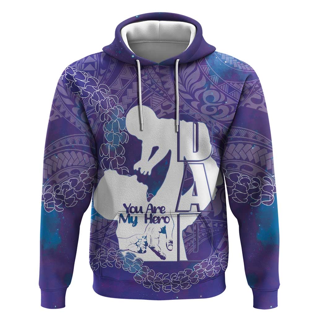 Purple Polynesia Father's Day Hoodie Dad You Are My Hero