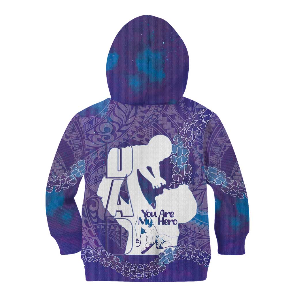Purple Polynesia Father's Day Kid Hoodie Dad You Are My Hero
