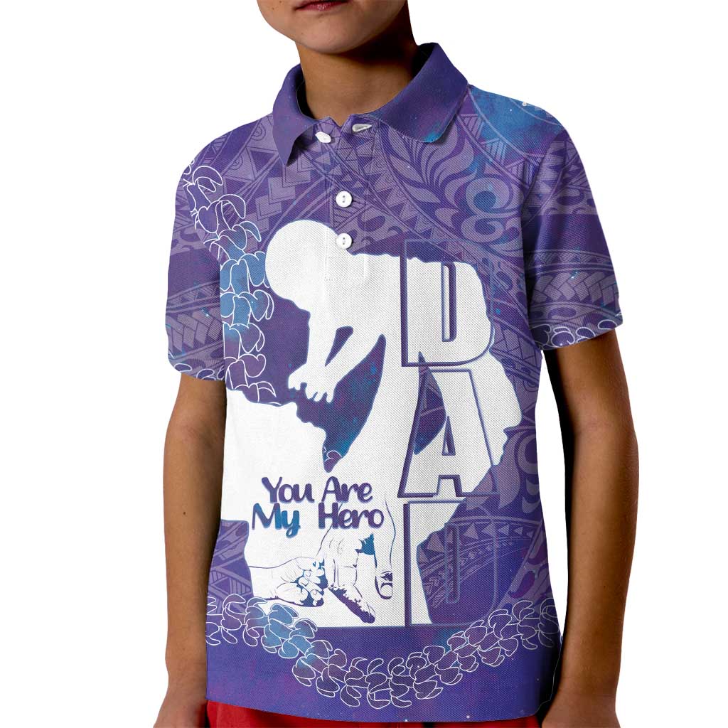 Purple Polynesia Father's Day Kid Polo Shirt Dad You Are My Hero LT14 Kid Purple - Polynesian Pride