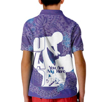 Purple Polynesia Father's Day Kid Polo Shirt Dad You Are My Hero LT14 - Polynesian Pride