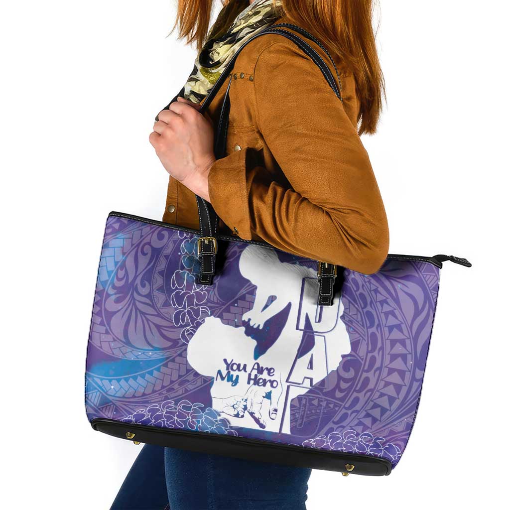 Purple Polynesia Father's Day Leather Tote Bag Dad You Are My Hero LT14 Purple - Polynesian Pride