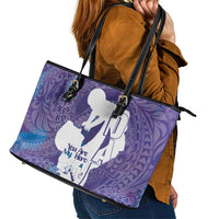 Purple Polynesia Father's Day Leather Tote Bag Dad You Are My Hero LT14 - Polynesian Pride