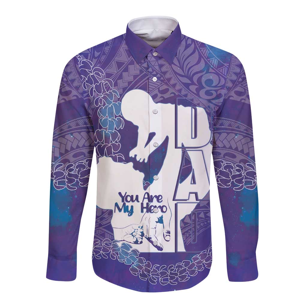 Purple Polynesia Father's Day Long Sleeve Button Shirt Dad You Are My Hero LT14 Unisex Purple - Polynesian Pride